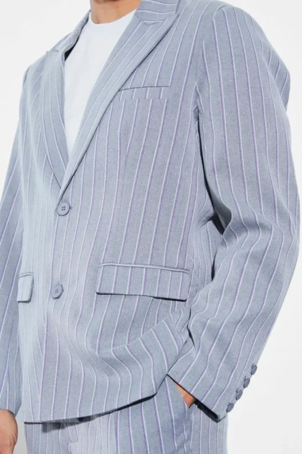 boohooMAN Oversized Single Breasted Stripe Suit Jacket | Suits & Tailoring | Suits & Tailoring