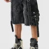 boohooMAN Oversized Strap And Buckle Detail Denim Jorts | Shorts | Denim