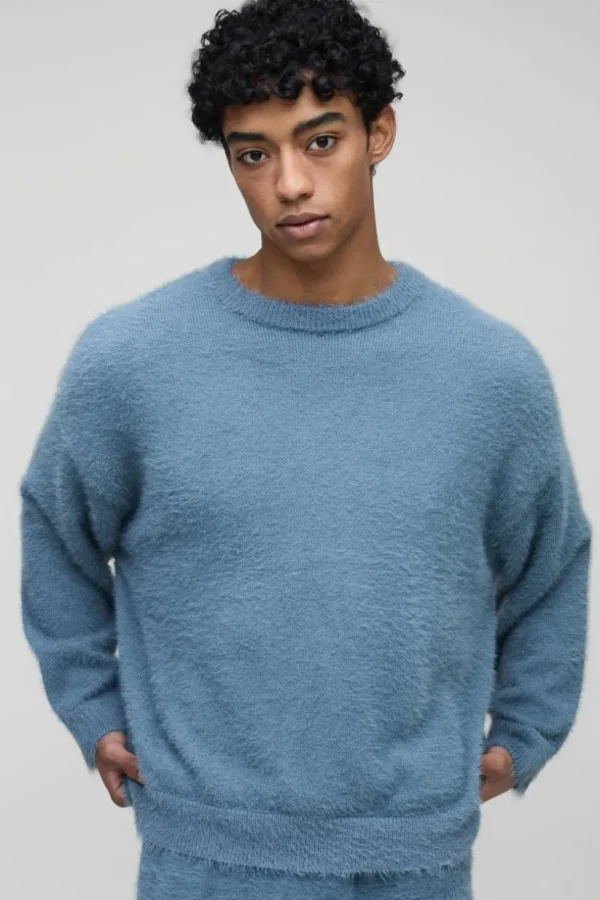 boohooMAN Oversized Super Fluffy Knitted Jumper | Knitwear | Going Out Knitwear