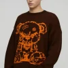 boohooMAN Oversized Teddy Graphic Knitted Jumper | Knitwear | Going Out Knitwear