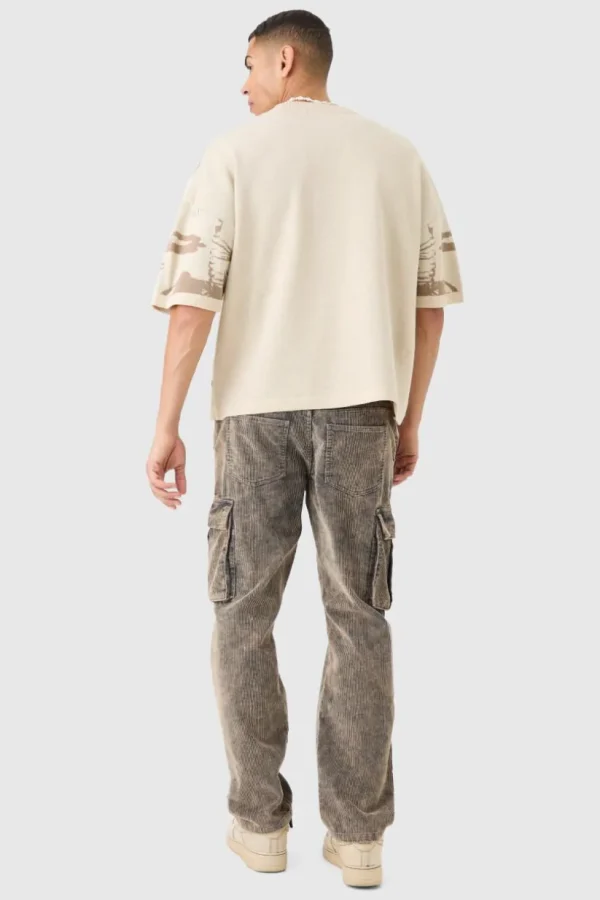 boohooMAN Oversized Tonal Scenic Drawing Knitted T-shirt | Knitwear | Going Out Knitwear