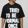 boohooMAN Oversized Tried To Be Normal Once Slogan Graphic T-Shirt | Hoodies & Sweats | T-Shirts