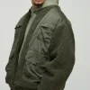 boohooMAN Oversized Utility Borg And Nylon Bomber Jacket In | Man | Coats & Jackets