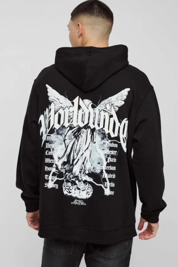 boohooMAN Oversized Washed Large Scale Renaissance Graphic Hoodie | Hoodies & Sweats | T-Shirts