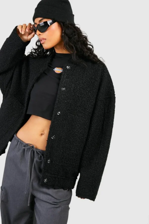 boohoo Oversized Wool Bomber Jacket | Women Shirts | Foundation