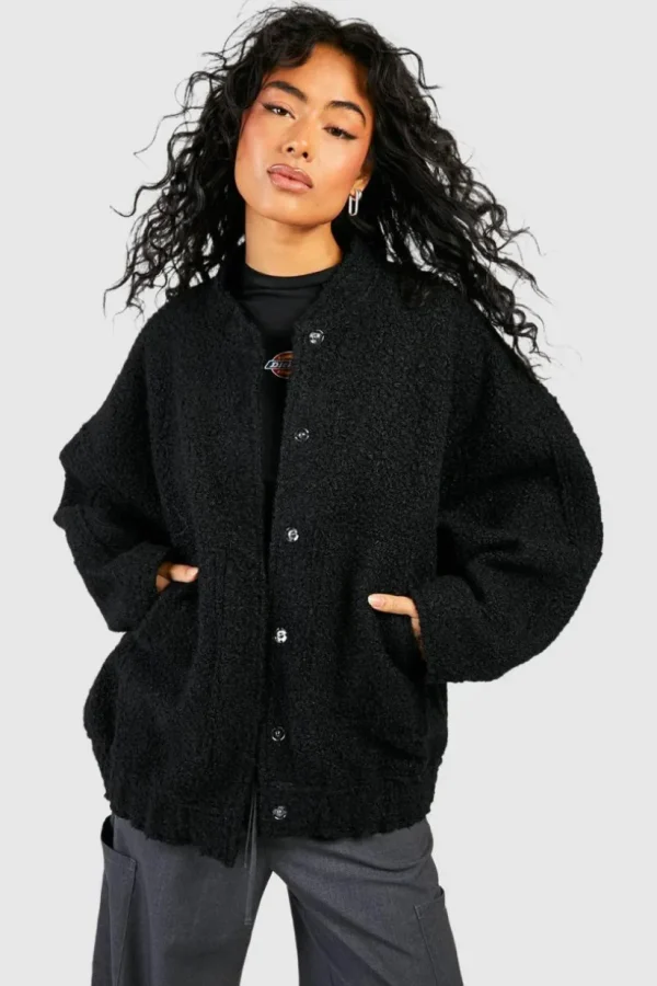 boohoo Oversized Wool Bomber Jacket | Women Shirts | Foundation