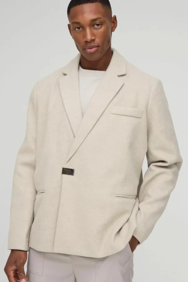 boohooMAN Oversized Wool Look Boxy Blazer | Man | Coats & Jackets