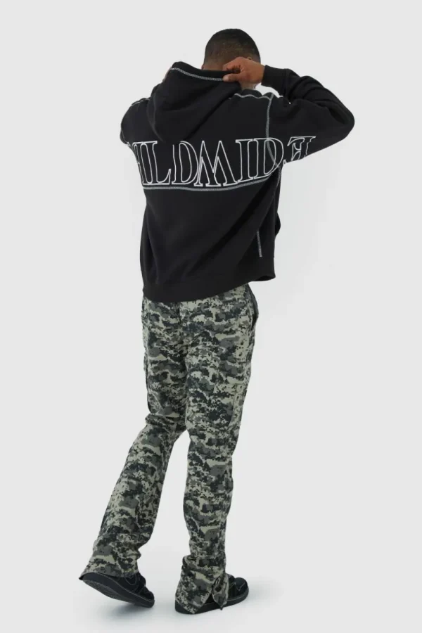 boohooMAN Oversized Worldwide Contrast Stitch Hoodie | Hoodies & Sweats