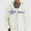 boohooMAN Oversized Worldwide Star Zip Through Hoodie | Hoodies & Sweats