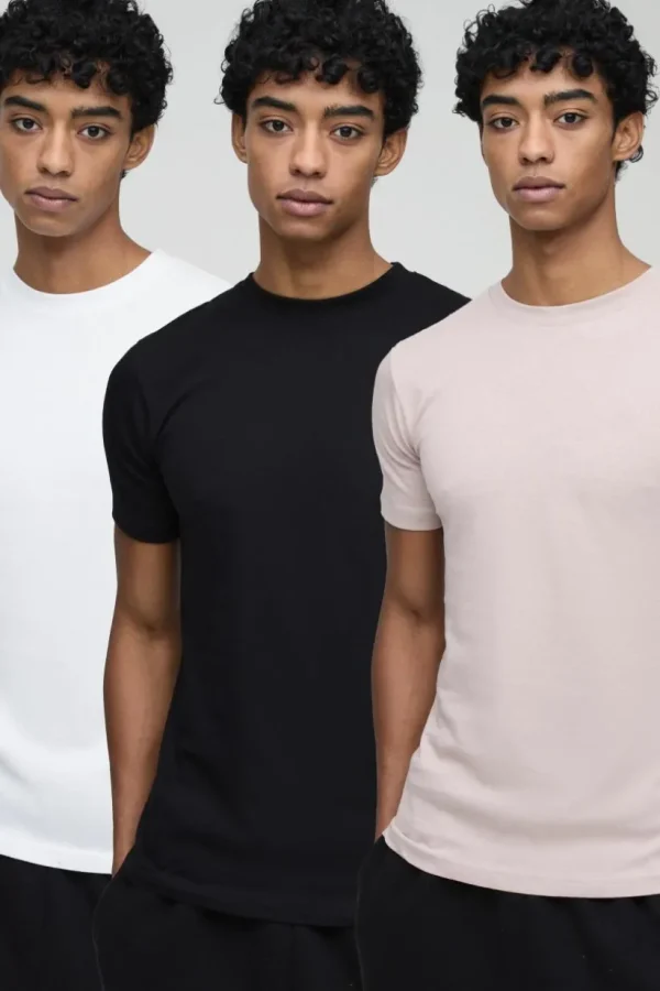 boohooMAN 3 Pack Basic Crew Neck T-shirt | T-Shirts