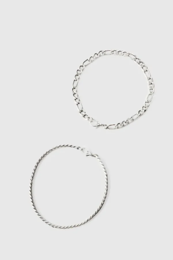 boohooMAN 2 Pack Chain Bracelets In | Jewellery & Watches