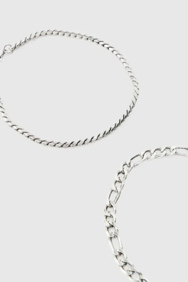 boohooMAN 2 Pack Chain Bracelets In | Jewellery & Watches