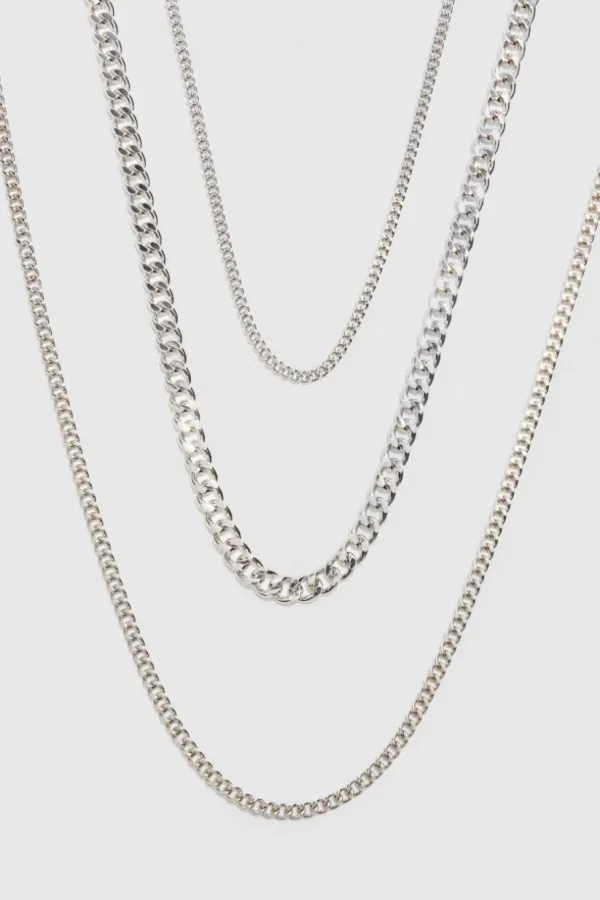 boohooMAN 3 Pack Chain Necklace In | Jewellery & Watches