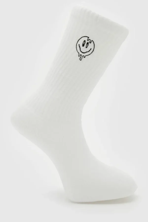 boohooMAN 1 Pack Embroidered Trippy Face Sock | Underwear & Socks | Underwear & Socks