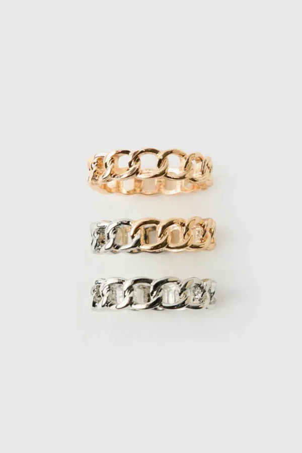 boohooMAN 3 Pack Mixed Rings | Jewellery & Watches