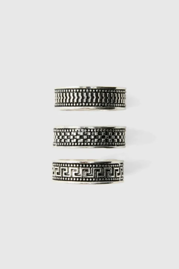 boohooMAN 3 Pack Ring Set | Jewellery & Watches