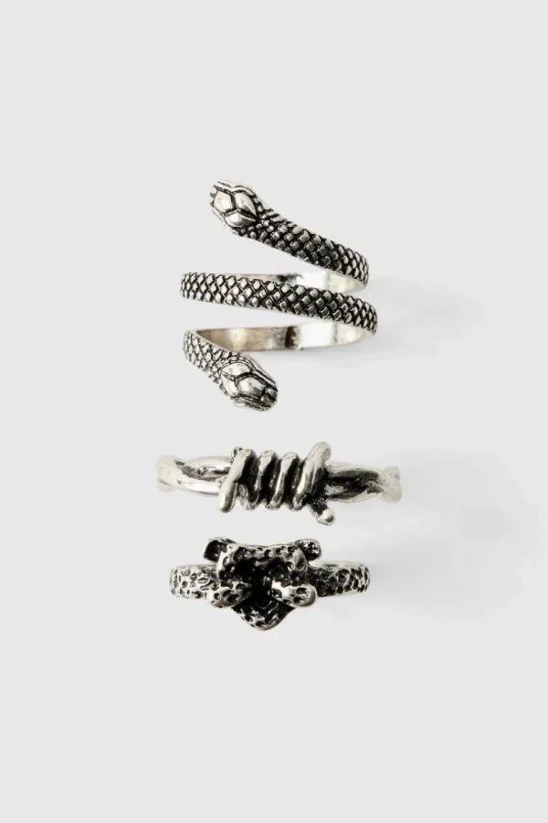 boohooMAN 3 Pack Snake Rings | Jewellery & Watches