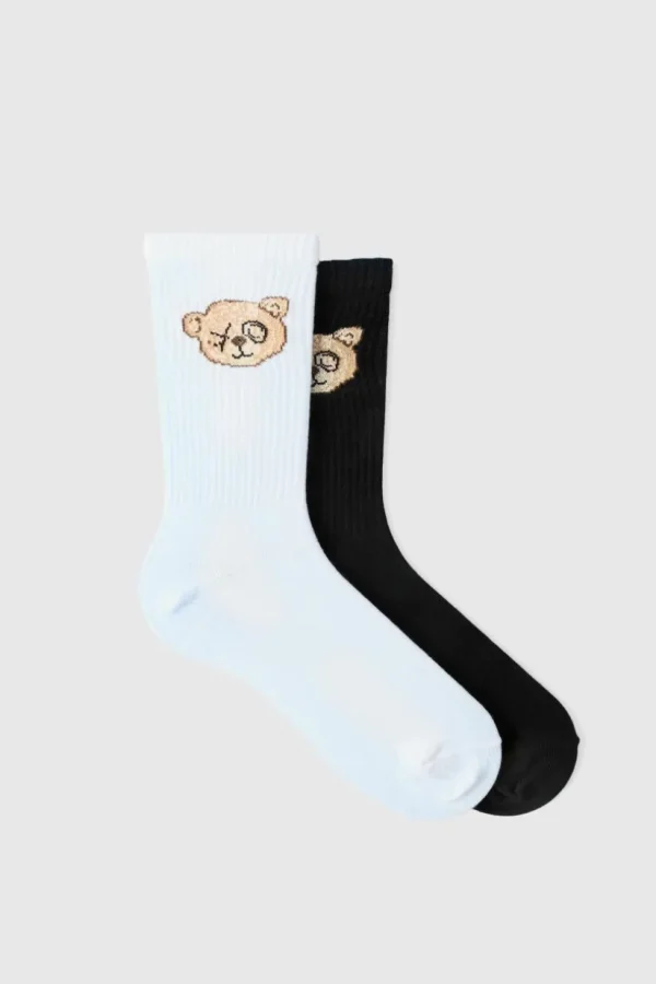 boohooMAN 2 Pack Teddy Bear Sports Socks | Underwear & Socks | Underwear & Socks