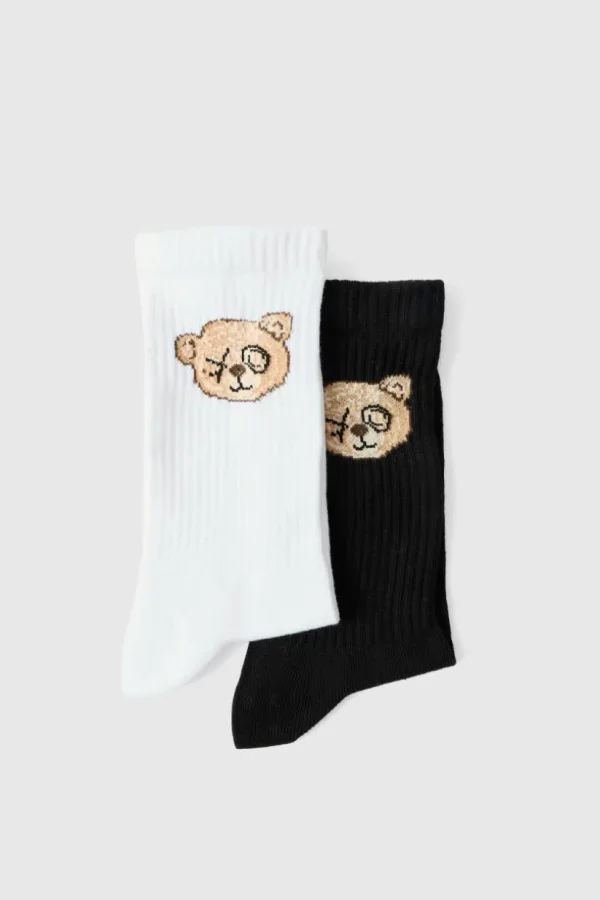 boohooMAN 2 Pack Teddy Bear Sports Socks | Underwear & Socks | Underwear & Socks