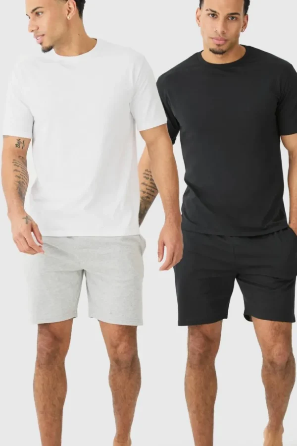 boohooMAN 2 Pack T-shirt & Short Lounge Set | Loungewear