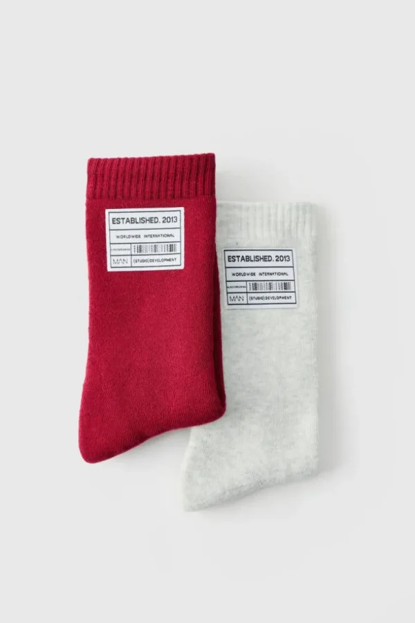 boohooMAN 2 Pack Woven Tab Lounge Socks | Underwear & Socks | Underwear & Socks