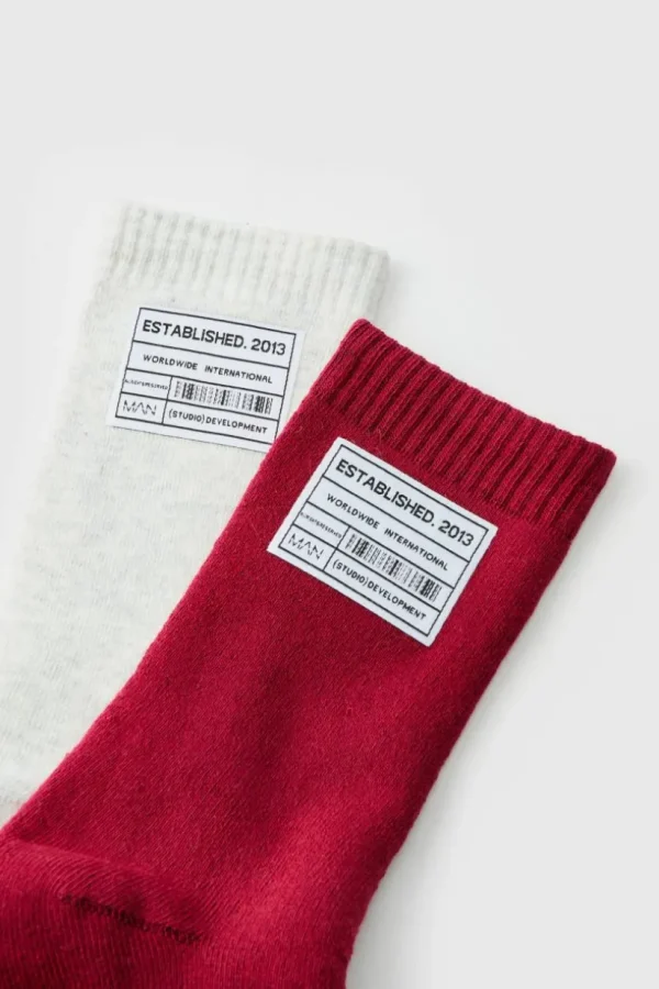 boohooMAN 2 Pack Woven Tab Lounge Socks | Underwear & Socks | Underwear & Socks