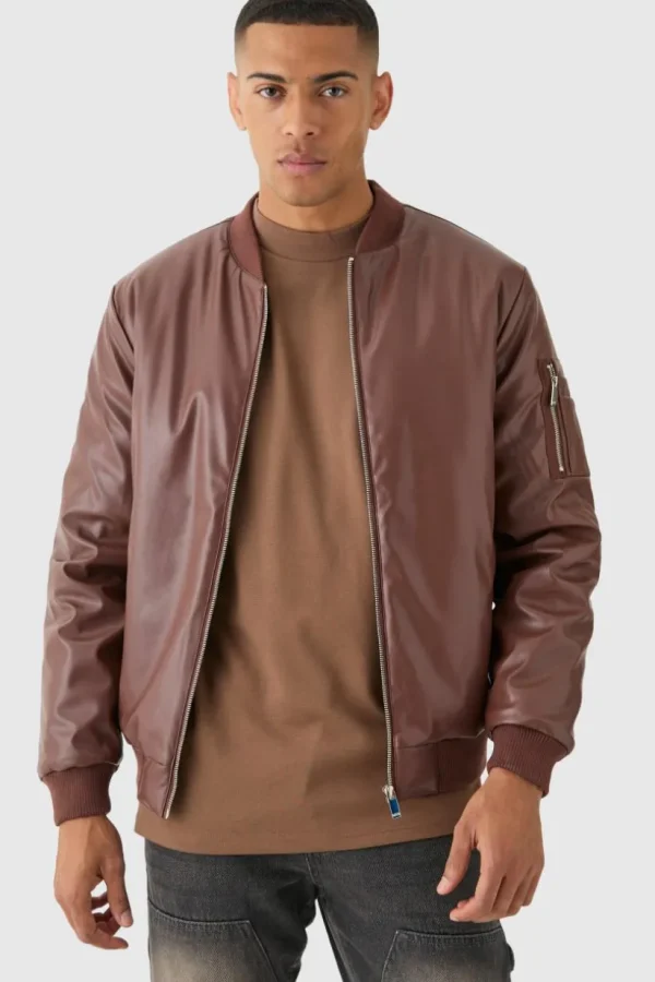 boohooMAN Padded PU Ma1 Bomber Jacket In | Man | Coats & Jackets