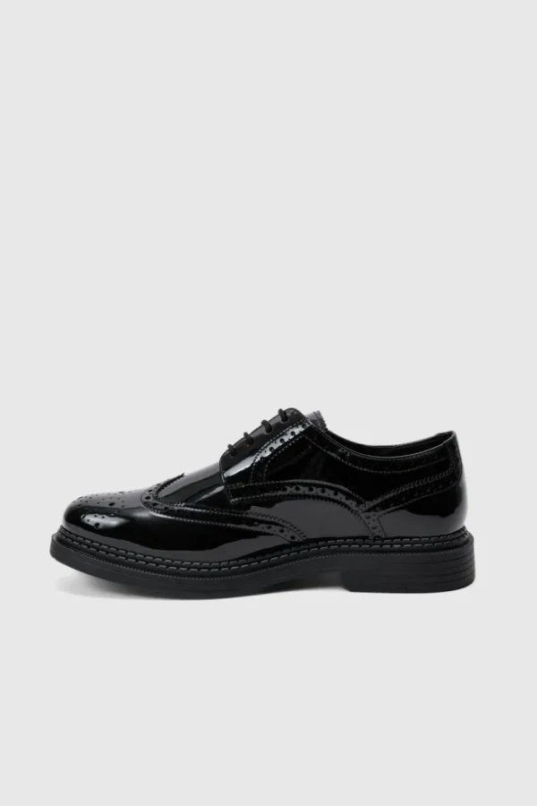 boohooMAN Patent Pu Lace Up Brogues In | Footwear