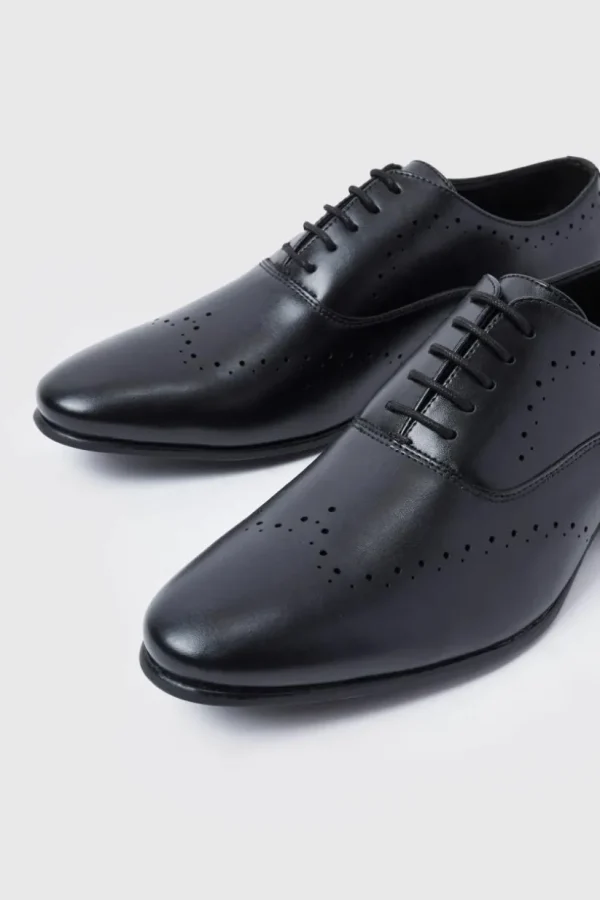 boohooMAN Perforated Detail Smart Derby Shoes | Going Out | Smart Shoes