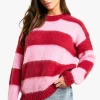 boohoo Petite Brushed Striped Oversized Knitted Jumper | Women Shirts | Foundation