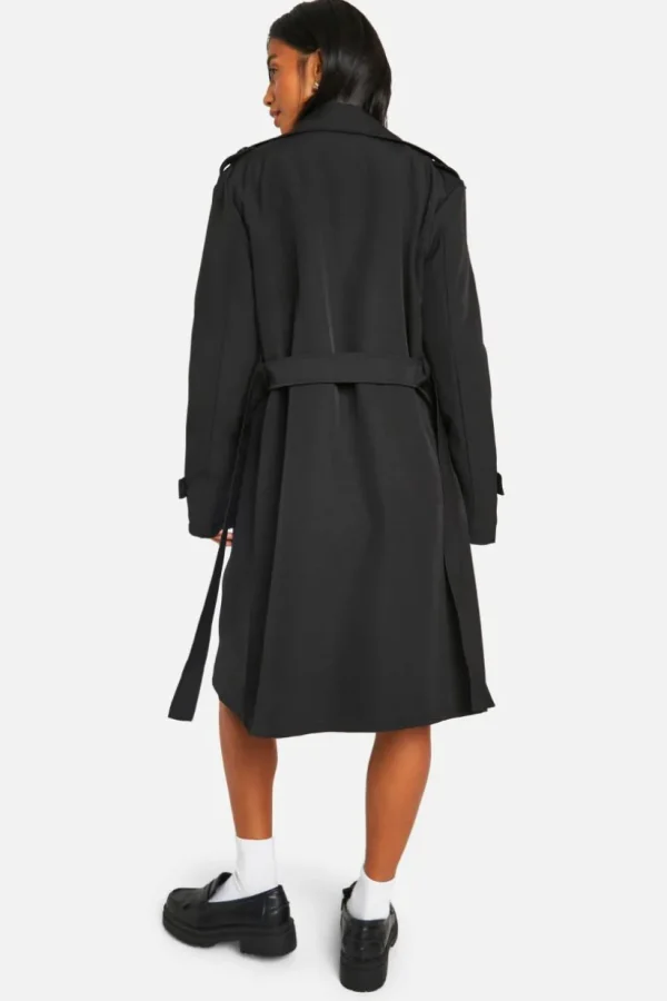 boohoo Petite Button Detail Belted Trench Coat | Women Shirts | Foundation