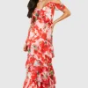 boohoo Petite Chiffon Tiered Ruffle Floral Maxi Dress | Women Shirts | Foundation