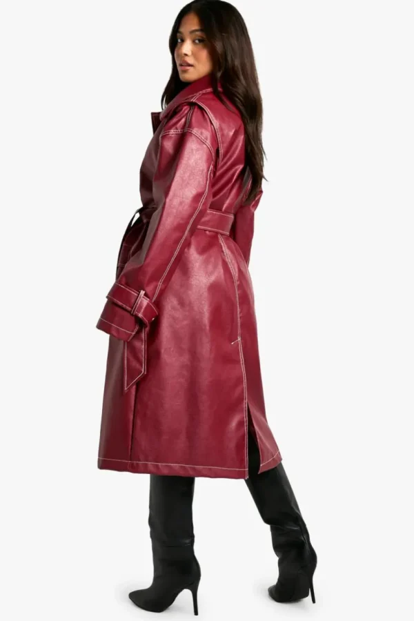 boohoo Petite Contrast Stitch Trench Coat | Women Shirts | Foundation