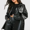 boohoo Petite Faux Leather Oversized Shacket | Women Shirts | Foundation