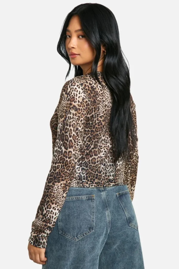 boohoo Petite Leopard High Neck Cardigan | Women Shirts | Foundation