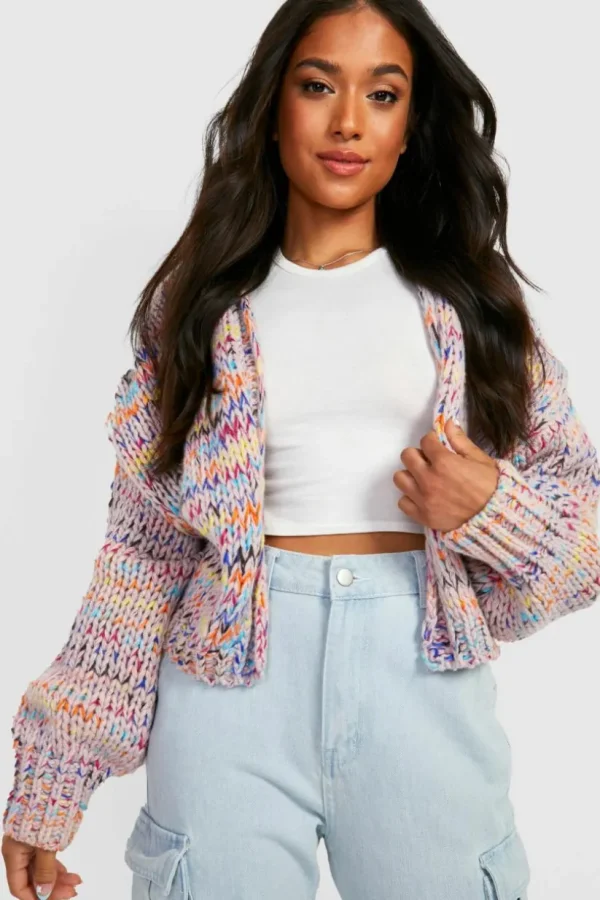 boohoo Petite Premium Chunky Multicoloured Cardigan | Women Shirts | Foundation