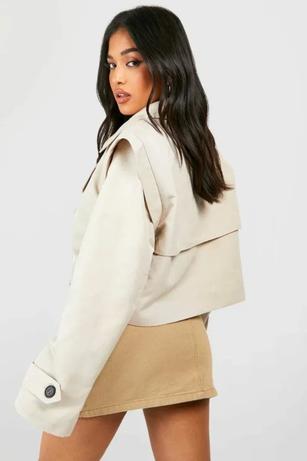 boohoo Petite Short Trench Coat | Women Shirts | Foundation