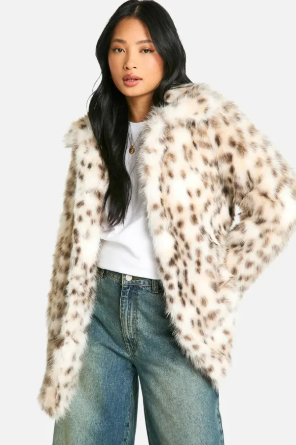 boohoo Petite Snow Leopard Faux Fur Coat | Women Shirts | Foundation