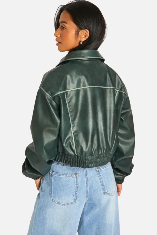 boohoo Petite Vintage Look Faux Leather Jacket | Women Shirts | Foundation