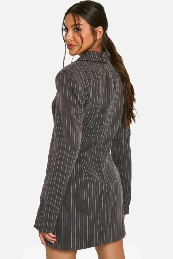 boohoo Pinstripe Lace Up Blazer Dress | Women Shirts | Foundation