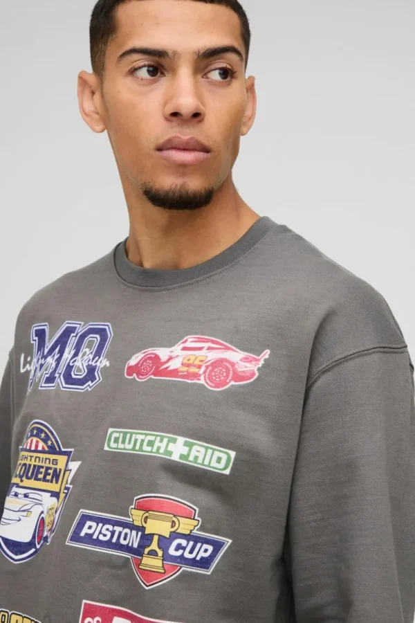 boohooMAN Pixar Cars Varsity License Print Sweatshirt | Hoodies & Sweats