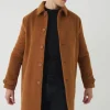 boohooMAN Plain Collared Overcoat In | Man | Coats & Jackets