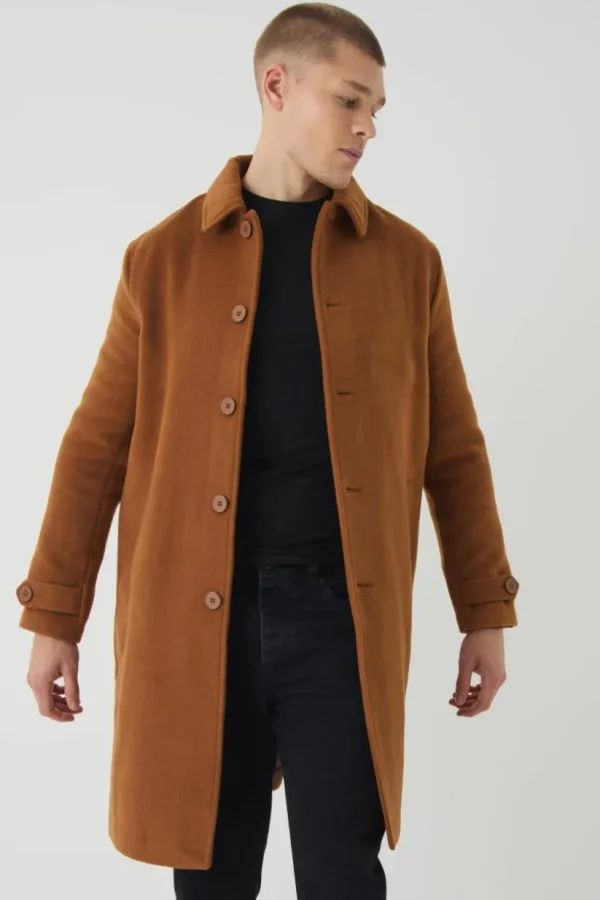 boohooMAN Plain Collared Overcoat In | Man | Coats & Jackets