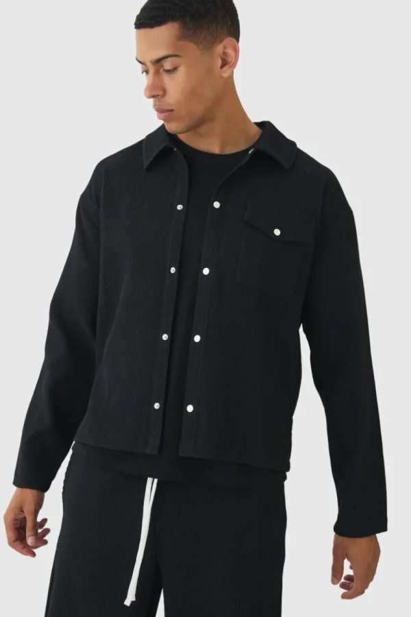 boohooMAN Pleated Overshirt | Shirts | Going Out Shirts