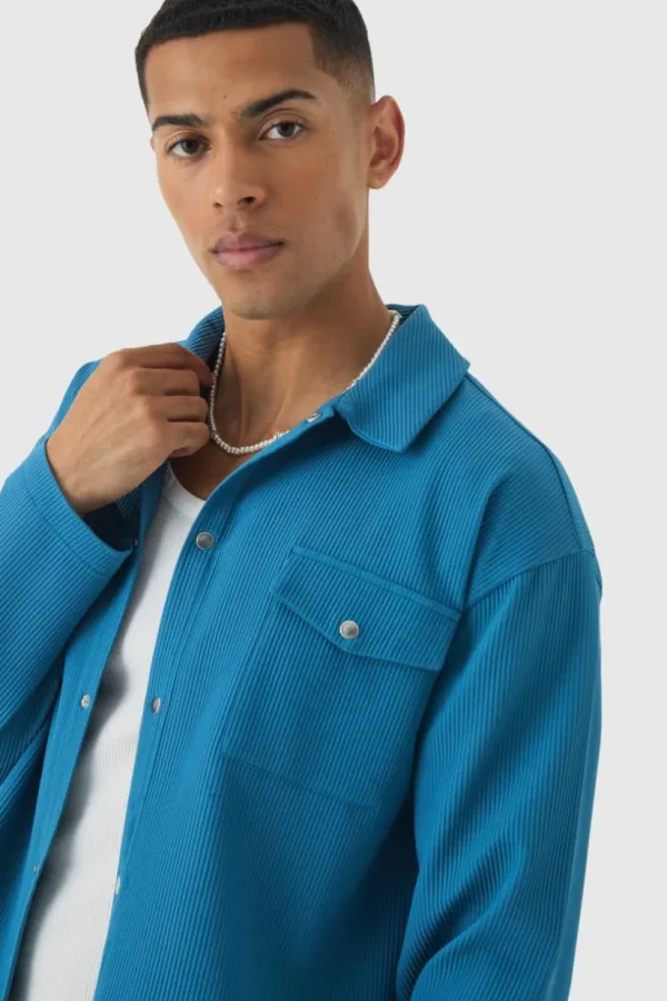 boohooMAN Pleated Overshirt | Shirts | Going Out Shirts