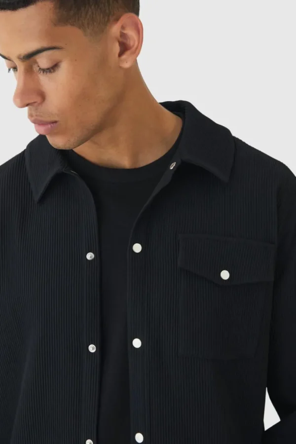 boohooMAN Pleated Overshirt | Shirts | Going Out Shirts