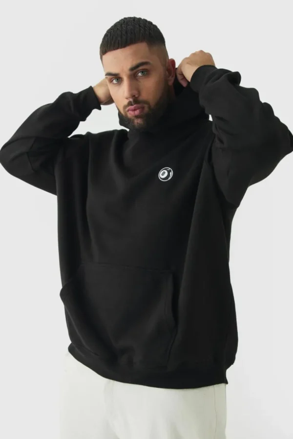 boohooMAN Plus 8 Ball Embroidered Hoodie | Hoodies & Sweats