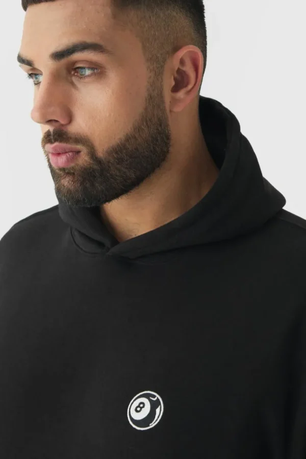 boohooMAN Plus 8 Ball Embroidered Hoodie | Hoodies & Sweats