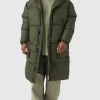 boohooMAN Plus 4 Pocket Longline Hooded Puffer Jacket in | Man | Coats & Jackets