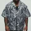 boohooMAN Plus Abstract Sheer Revere Shirt | Shirts | Going Out Shirts